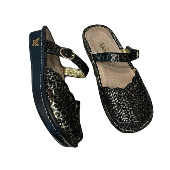 Alegria Womens Leather Mary Jane Tuscany Leopard Spot Slip On Mule Shoes - Picture 2 of 6